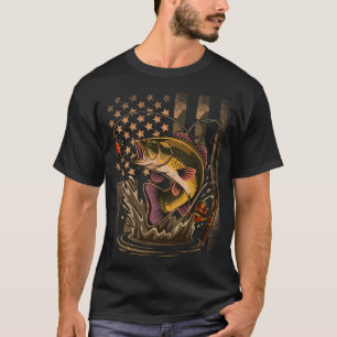 Amerikaanse visser camouflage USA vlag vis vissen T-shirt