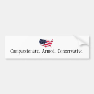 Amerikaanse vlag2, Compassionate. Gewapend. Cons Bumpersticker