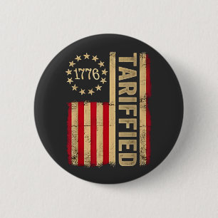 Amerikaanse vlag 1776 Amerikaanse Tarrifs Ronde Button 5,7 Cm