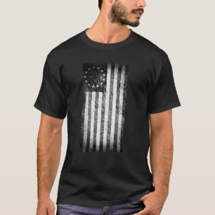 Amerikaanse vlag 1776, zwart-wit t-shirt
