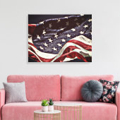 Amerikaanse vlag 3-paneel verpakt canvas afdrukken (Insitu (Woonkamer))