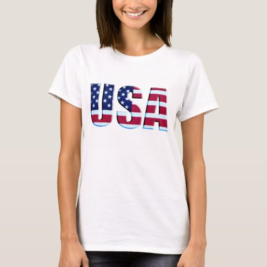Amerikaanse vlag 3D-letters T-shirt (Voorkant)