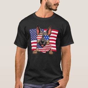 Amerikaanse Vlag 4 juli Duitse Herdershond Vader M T-shirt