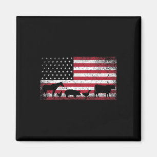 Amerikaanse Vlag 4 juli Kip Paard Koe Varken Fa Magneet