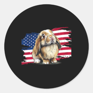 Amerikaanse vlag 4 juli Mini Holland Lop konijn Ronde Sticker