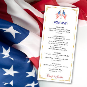 Amerikaanse vlag 4 juli Patriottisch huwelijksmenu Menu