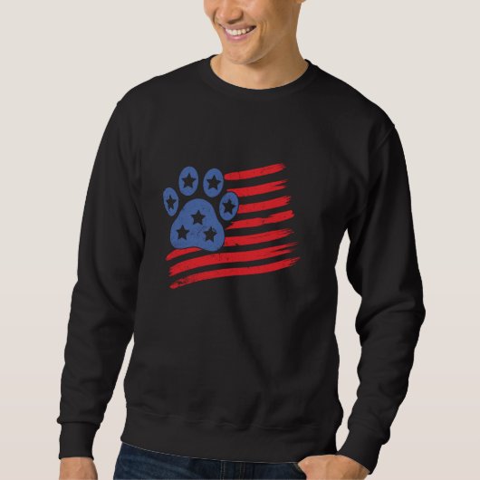 Amerikaanse vlag 4 juli poot print grappige hond l trui (Voorkant)