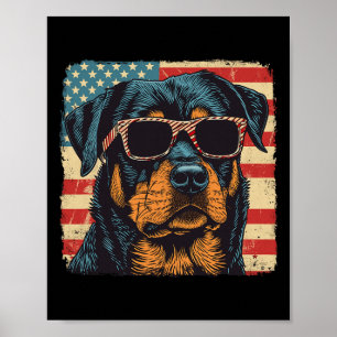 Amerikaanse vlag 4 juli Rottweiler Dog Art Poster