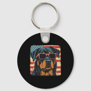 Amerikaanse vlag 4 juli Rottweiler Dog Art Sleutelhanger
