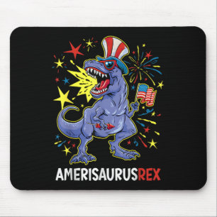 Amerikaanse vlag 4 juli T rex dinosaurus amerisaur Muismat