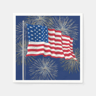 Amerikaanse vlag 4 juli vuurwerk servet