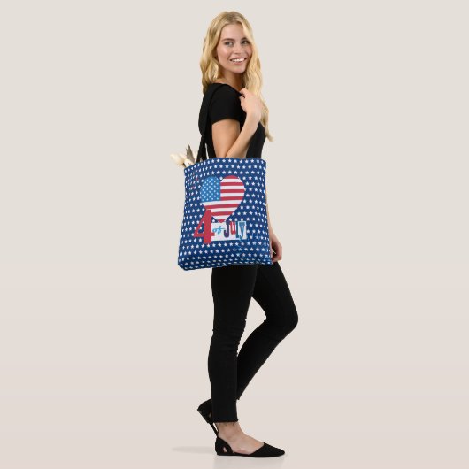 Amerikaanse vlag 4e juli Design Personalize Draagtas (Op model)