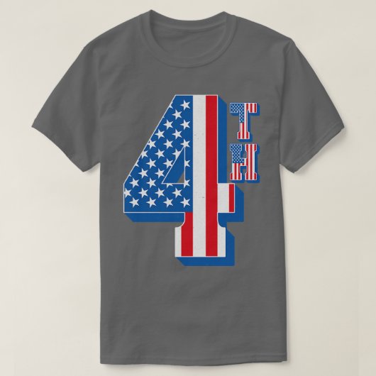  Amerikaanse vlag 4e tekst T-shirt (Design voorkant)