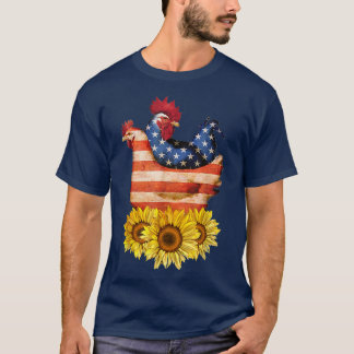 Amerikaanse vlag 4e van Chicken Farm Animal Farmer T-shirt