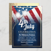 Amerikaanse vlag 4e van Uitnodigingen van juli (Voorkant / Achterkant)