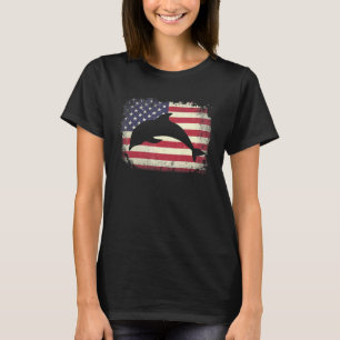 Amerikaanse vlag 4th van juli Dolfijn Papa Mam Dol T-shirt