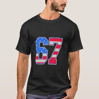 Amerikaanse Vlag 67 Zes Zeven Meme T-shirt