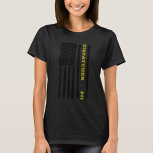 Amerikaanse vlag 911 verzender gouden lijn Amerika T-shirt