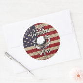 Amerikaanse Vlag Aangepaste Monogram Ontwerp Ronde Sticker (Envelop)