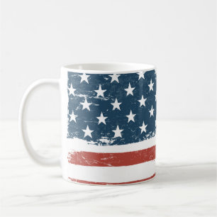Amerikaanse vlag-achtergrond. Rasterversie. H Koffiemok