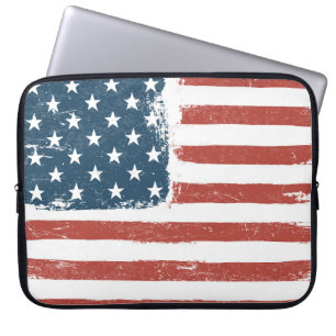 Amerikaanse vlag-achtergrond. Rasterversie. H Laptop Sleeve