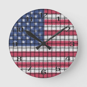 Amerikaanse vlag Acrylwandklok Ronde Klok
