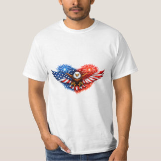 Amerikaanse Vlag Adelaar Hart Vuurwerk Patriottisc T-shirt