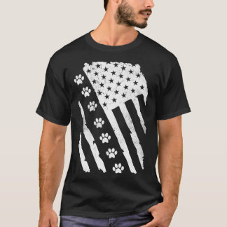 Amerikaanse vlag afdrukken met hondenVintage T-shirt