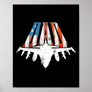 Amerikaanse vlag Air Fighter Jet Fathers Dag 4th O Poster