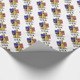 Amerikaanse vlag Airedale Terrier Dog - Cute Cadeaupapier