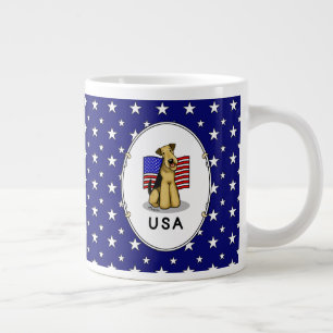 Amerikaanse vlag Airedale Terrier Dog - Cute Extra Grote Beker
