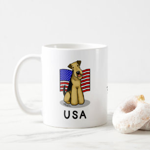 Amerikaanse vlag Airedale Terrier Dog - Cute Koffiemok