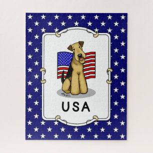 Amerikaanse vlag Airedale Terrier Dog - Cute Legpuzzel