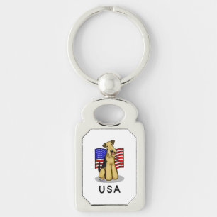 Amerikaanse vlag Airedale Terrier Dog - Cute Sleutelhanger