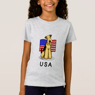 Amerikaanse vlag Airedale Terrier Dog - Cute T-shirt