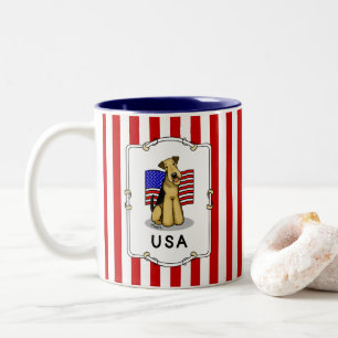 Amerikaanse vlag Airedale Terrier Dog - Cute Tweekleurige Koffiemok