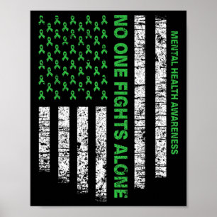 Amerikaanse vlag alleen Geestelijke Gezondheid Bew Poster