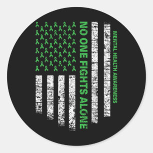 Amerikaanse vlag alleen Geestelijke Gezondheid Bew Ronde Sticker