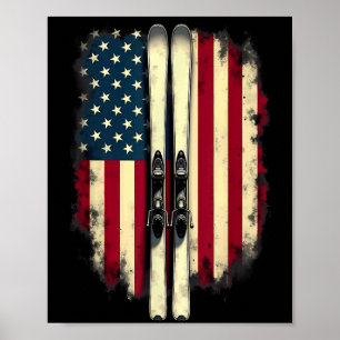 Amerikaanse Vlag Alpenski Skiër Poster