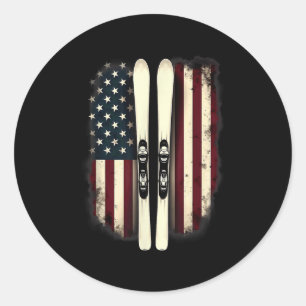 Amerikaanse vlag alpineschanspringer _4 ronde sticker