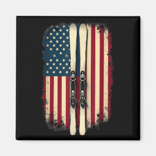 Amerikaanse vlag Alpineskiën Skiër _2 Magneet