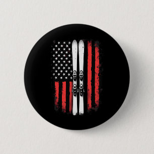 Amerikaanse vlag alpineskiër ronde button 5,7 cm