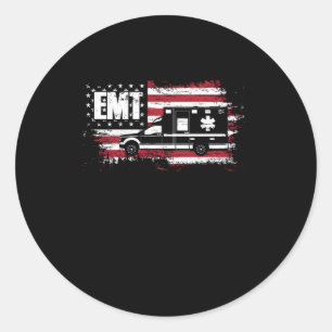 Amerikaanse vlag Ambulance EMT EMS Doctor First Ai Ronde Sticker