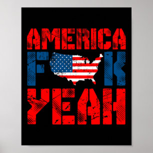 Amerikaanse vlag Amerika Ja Grappig 4 juli Poster