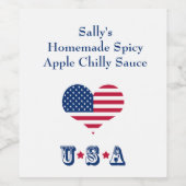 Amerikaanse vlag Amerikaans hart Wijn Etiket (Enkel label)