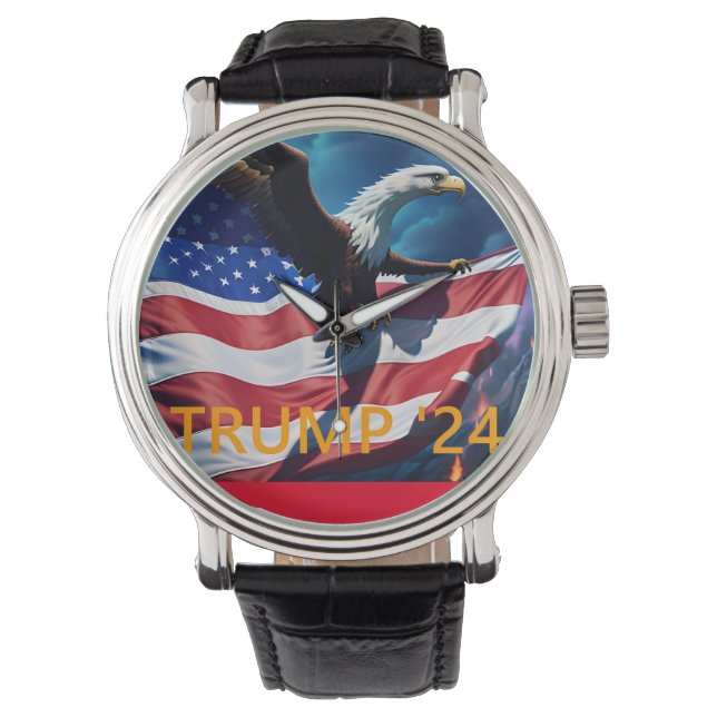 Amerikaanse vlag Amerikaanse adelaar TRUMP 2024 Horloge (Voorkant)