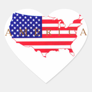 Amerikaanse vlag - Amerikaanse kaart - Amerika Hart Sticker