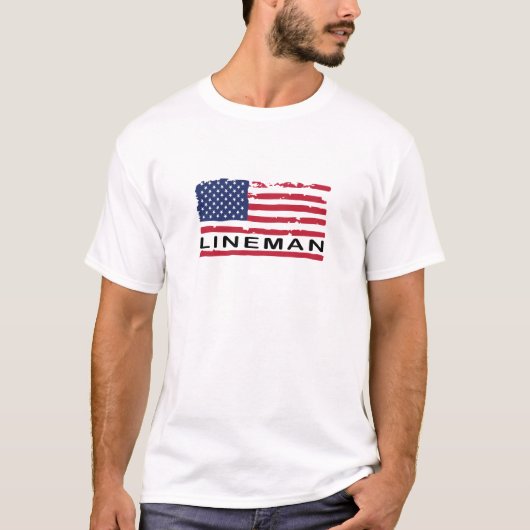 Amerikaanse vlag Amerikaanse Lineman Patriotic T-shirt (Voorkant)
