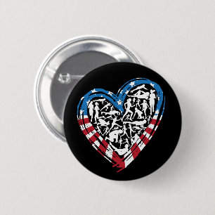 Amerikaanse vlag Amerikaanse loper - Running Heart Ronde Button 5,7 Cm