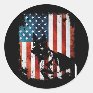 Amerikaanse vlag Amerikaanse patriottische hond Ronde Sticker